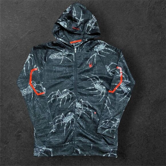 Spyder Other - Spyder Outdoors Youth Mechanical Spider Blueprint Black Red Hoodie Boy's Size XL